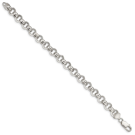 925 White Gold 9.5 mm Polished Chain Bracelet