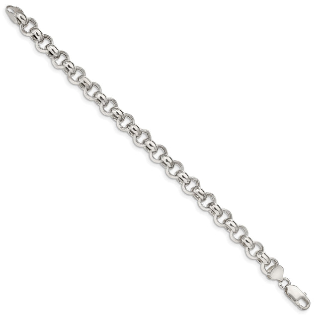 925 White Gold 9.5 mm Polished Chain Bracelet