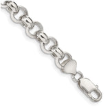 925 White Gold 9.5 mm Polished Chain Bracelet shown for scale