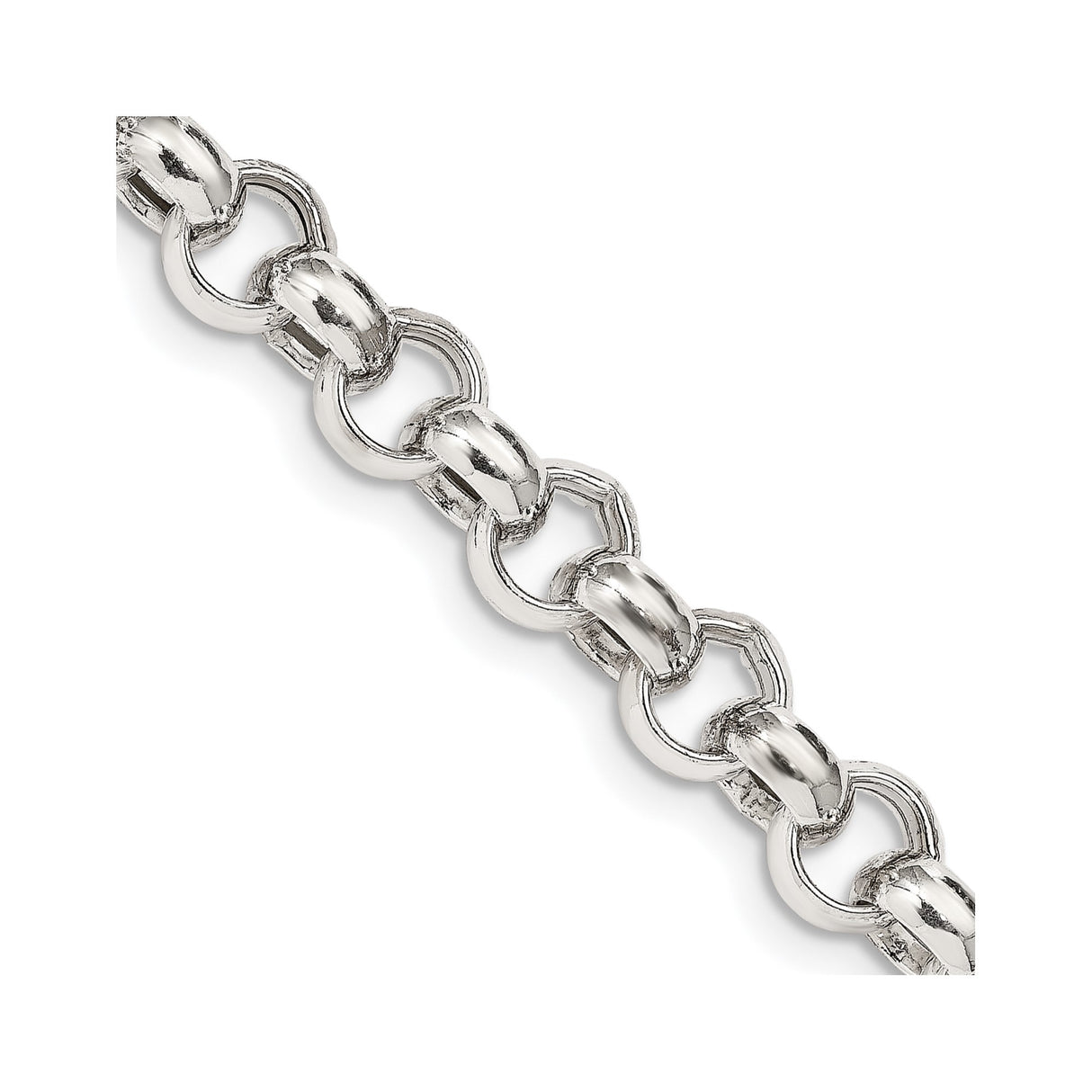 925 White Gold 9.5 mm Polished Chain Necklace detail view