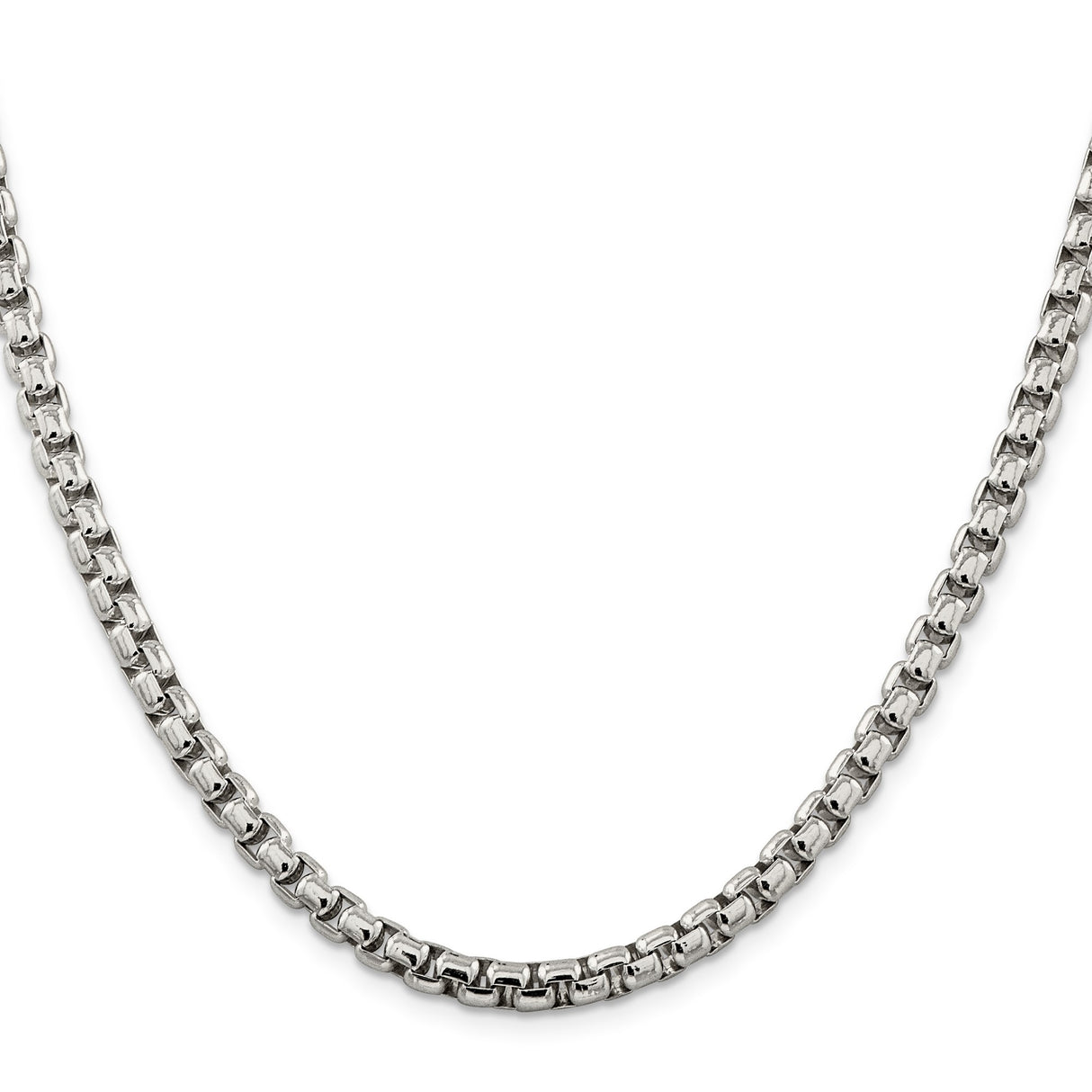 925 White Gold 5.2 mm Box Chain Necklace, Polished
