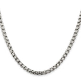 925 White Gold 5.2 mm Box Chain Necklace, Polished