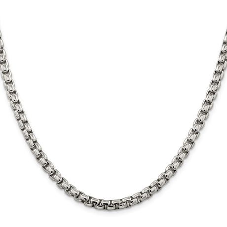 925 White Gold 5.2 mm Box Chain Necklace, Polished