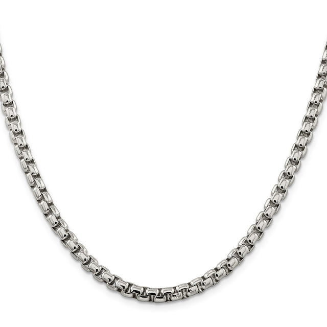 925 White Gold 5.2 mm Box Chain Necklace, Polished