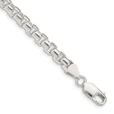 925 White Gold 5.2 mm Box Chain Bracelet, Polished shown for scale