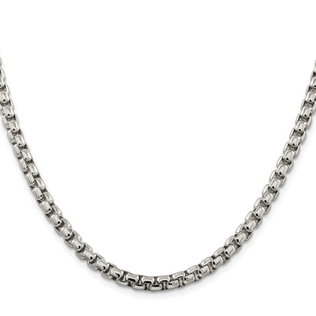 925 White Gold 5.2 mm Box Chain Necklace, Polished