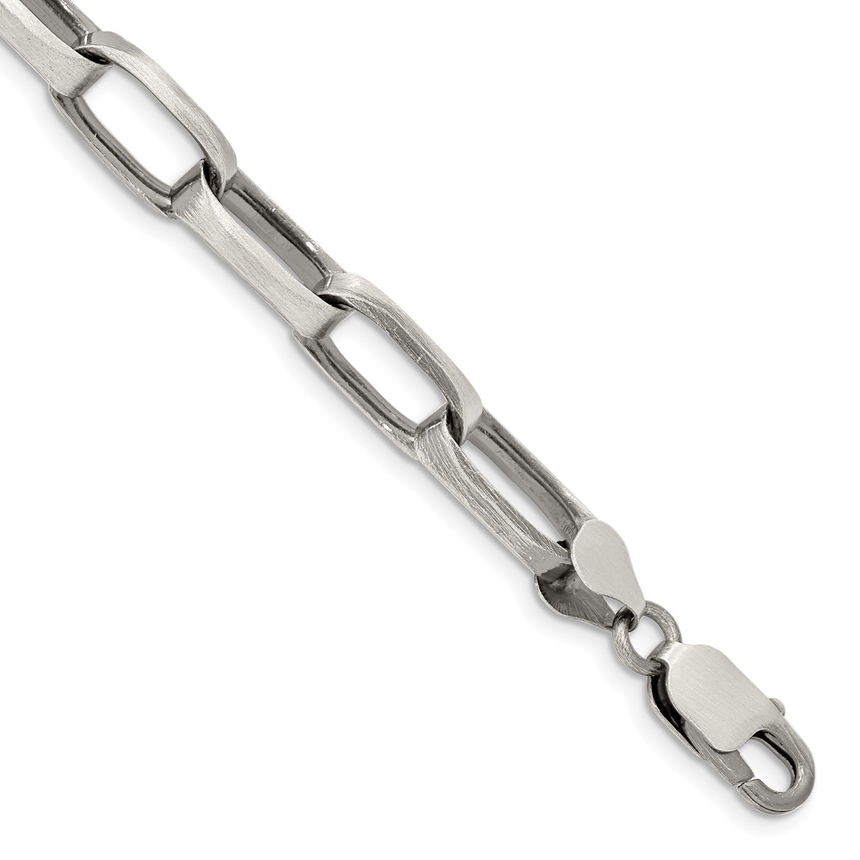925 White Gold 8 mm Solid Chain Bracelet shown for scale
