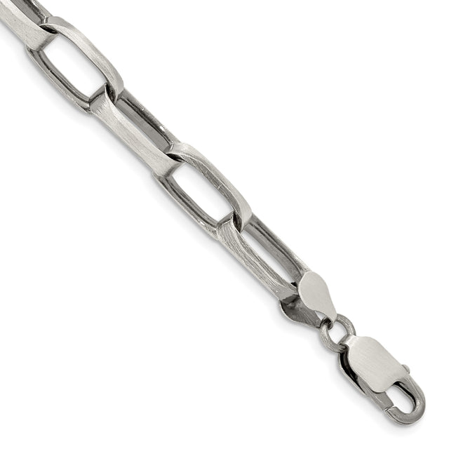 925 White Gold 8 mm Solid Chain Bracelet shown for scale