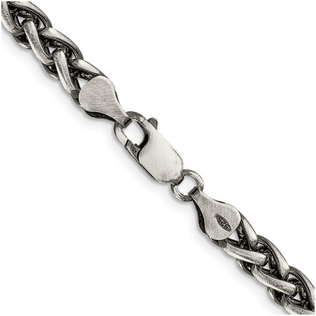925 White Gold 6 mm Solid Chain Necklace alternate angle