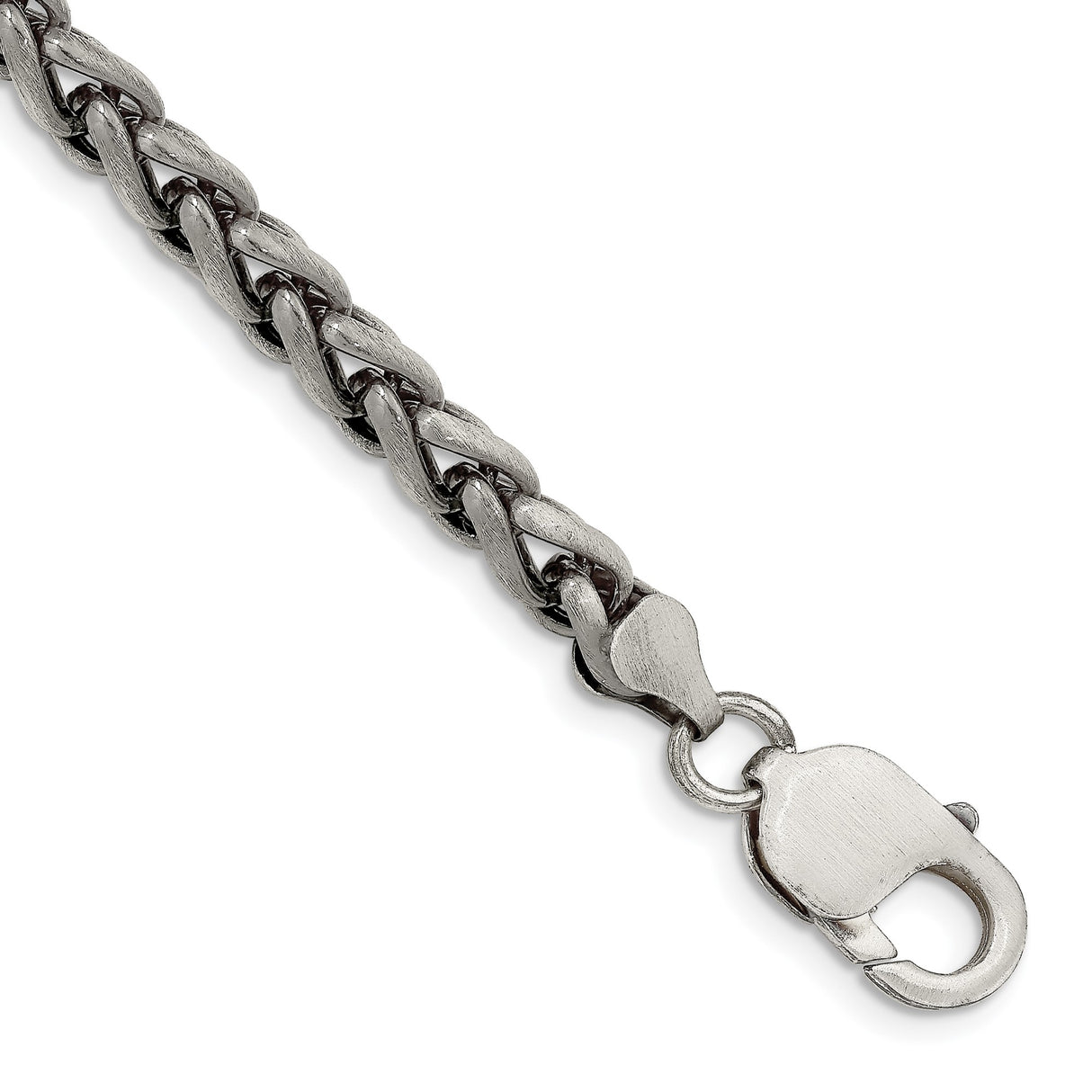 925 White Gold 6 mm Solid Chain Bracelet shown for scale