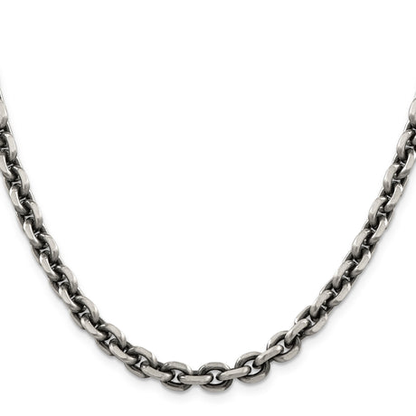 925 White Gold 7 mm Solid Chain Necklace