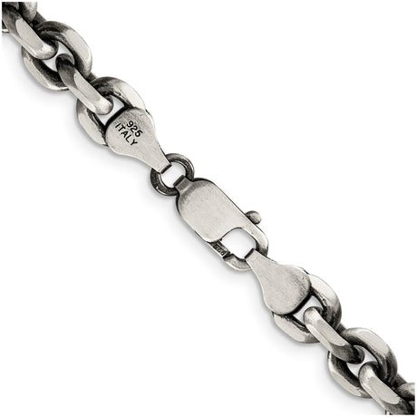 925 White Gold 7 mm Solid Chain Necklace alternate angle