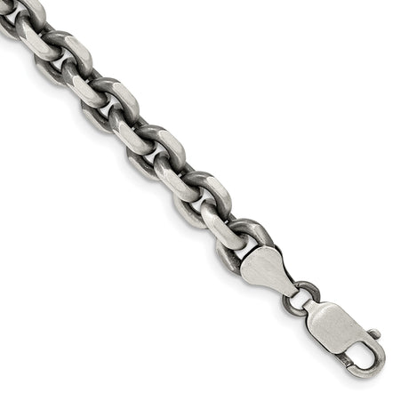 925 White Gold 7 mm Solid Chain Bracelet shown for scale