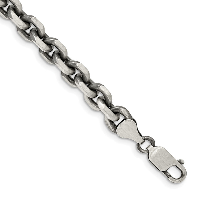 925 White Gold 7 mm Solid Chain Bracelet shown for scale