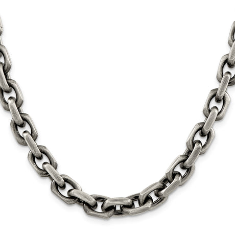 925 White Gold 8.6 mm Solid Chain Necklace