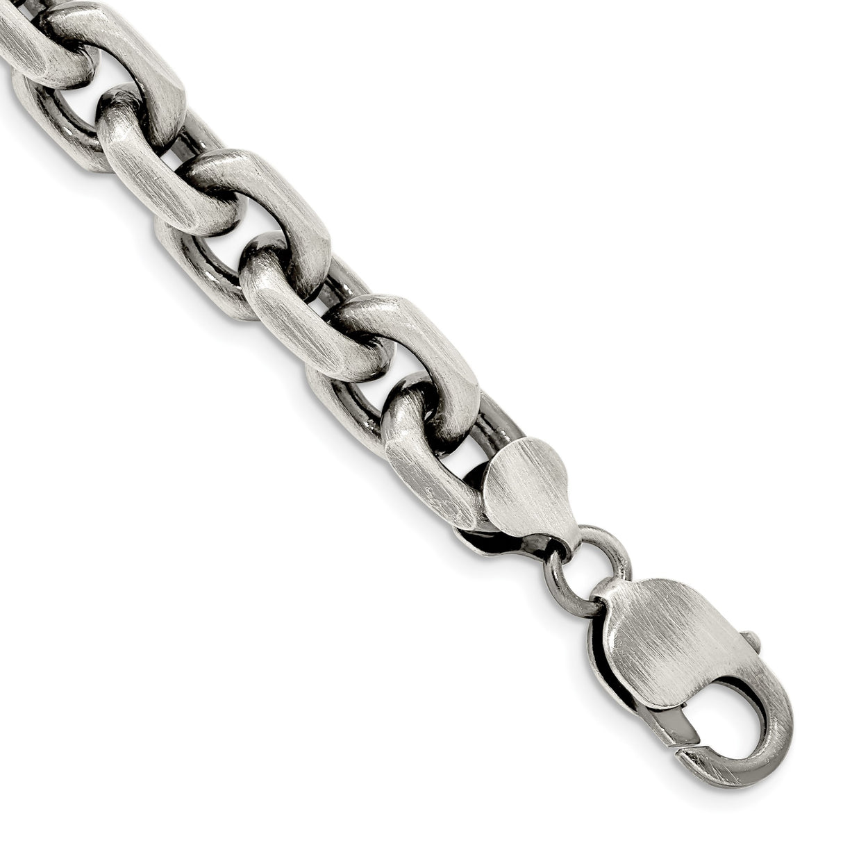 925 White Gold 8.6 mm Solid Chain Bracelet shown for scale