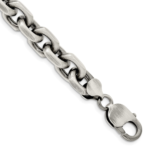 925 White Gold 8.6 mm Solid Chain Bracelet shown for scale