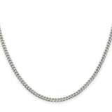 925 White Gold 3.15 mm Curb Chain Necklace, Polished
