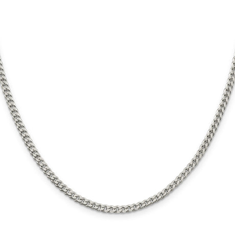 925 White Gold 3.15 mm Curb Chain Necklace, Polished