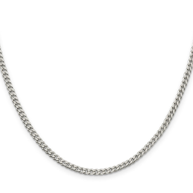 925 White Gold 3.15 mm Curb Chain Necklace, Polished