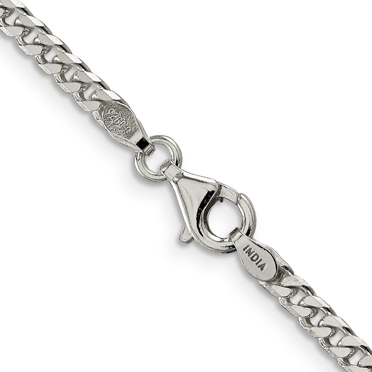 925 White Gold 3.15 mm Curb Chain Necklace, Polished alternate angle