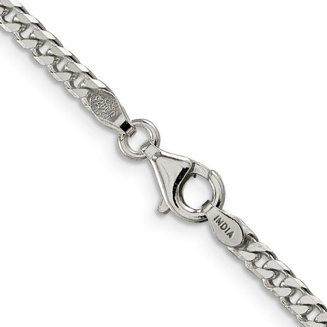 925 White Gold 3.15 mm Curb Chain Necklace, Polished alternate angle
