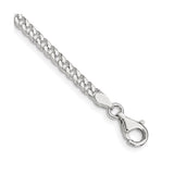 925 White Gold 3.15 mm Curb Chain Bracelet, Polished shown for scale