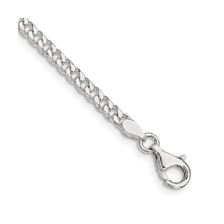 925 White Gold 3.15 mm Curb Chain Bracelet, Polished shown for scale