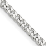 925 White Gold 3.15 mm Curb Chain Necklace, Polished detail view