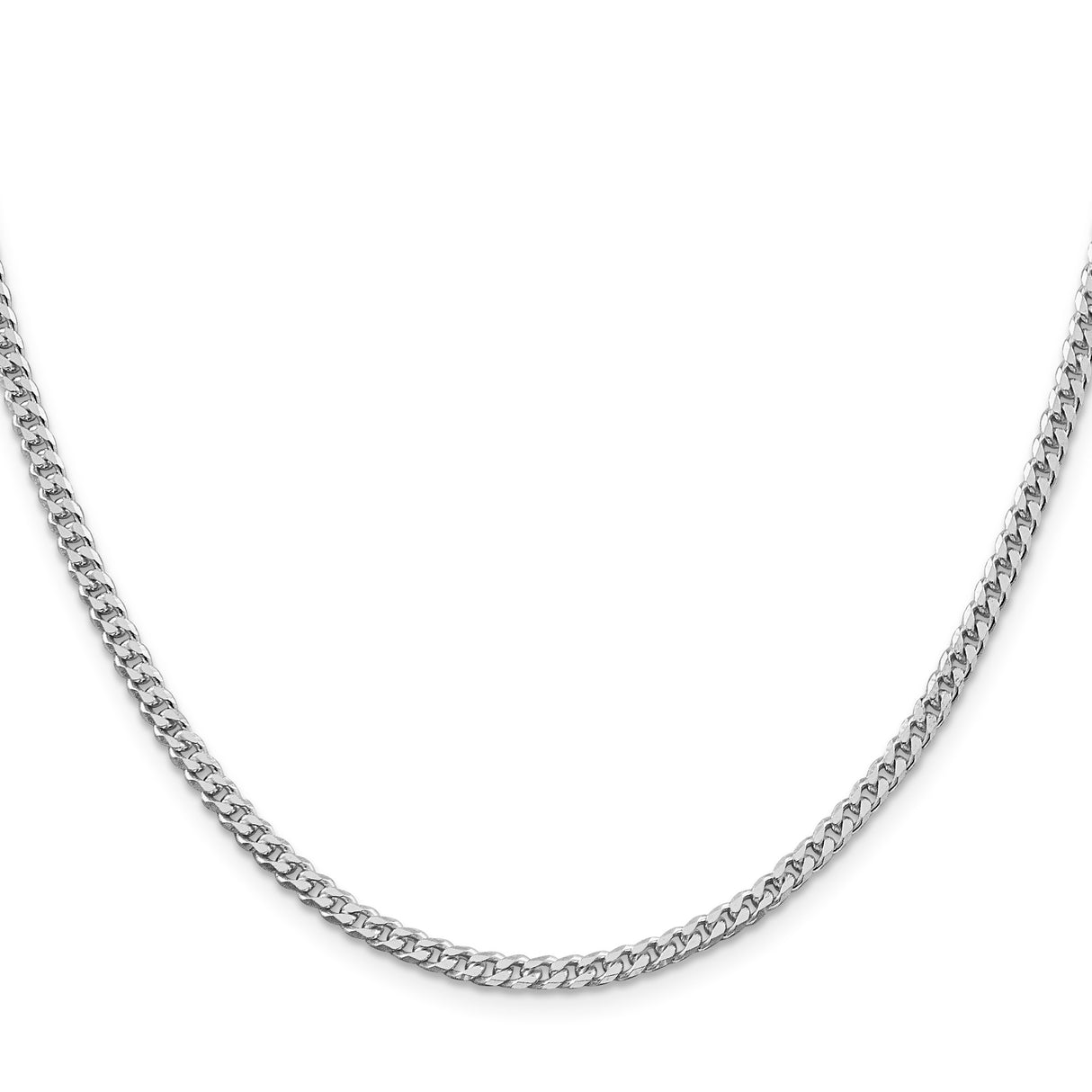 925 White Gold 3.15 mm Curb Chain Necklace, Polished