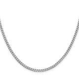925 White Gold 3.15 mm Curb Chain Necklace, Polished