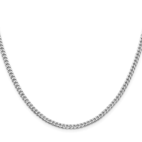 925 White Gold 3.15 mm Curb Chain Necklace, Polished