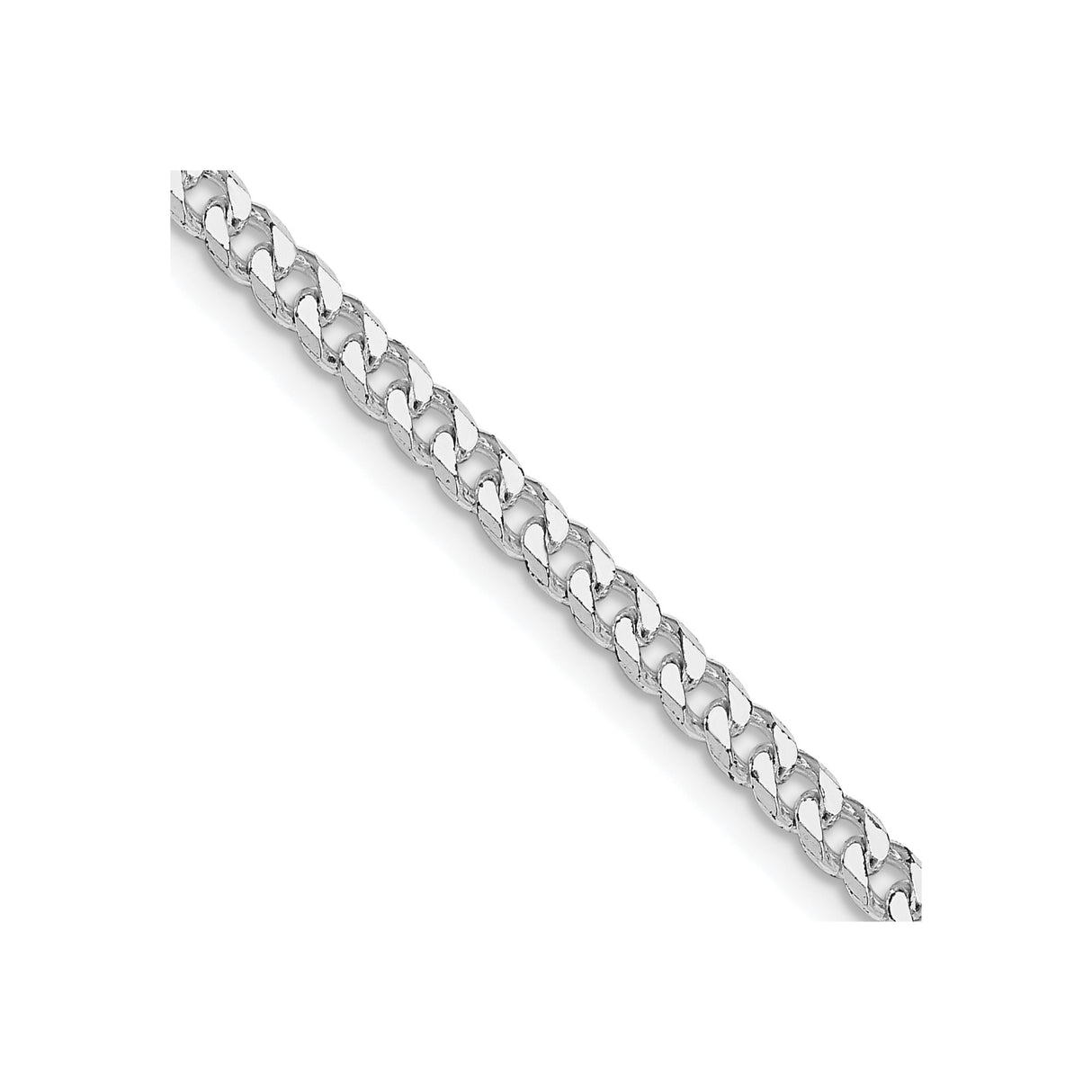 925 White Gold 3.15 mm Curb Chain Necklace, Polished detail view