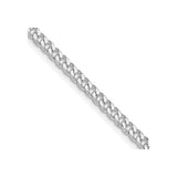 925 White Gold 3.15 mm Curb Chain Necklace, Polished detail view