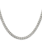 925 White Gold 5 mm Curb Chain Necklace, Polished