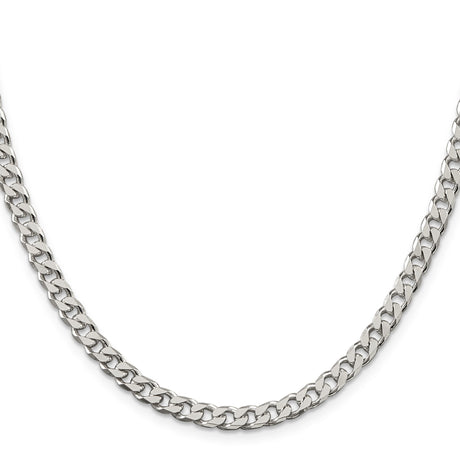 925 White Gold 5 mm Curb Chain Necklace, Polished