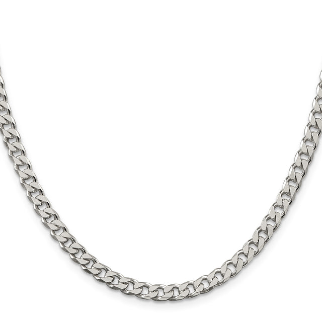 925 White Gold 5 mm Curb Chain Necklace, Polished