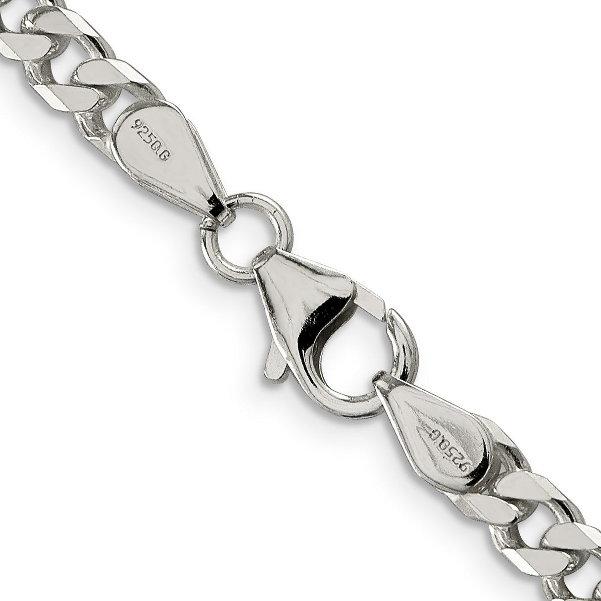 925 White Gold 5 mm Curb Chain Necklace, Polished alternate angle