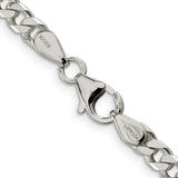 925 White Gold 5 mm Curb Chain Necklace, Polished alternate angle