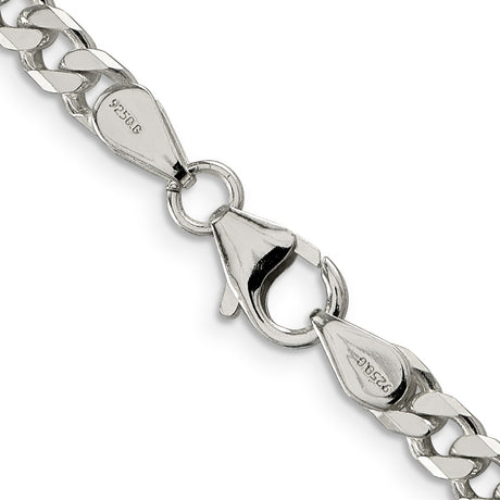 925 White Gold 5 mm Curb Chain Necklace, Polished alternate angle