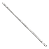 925 White Gold 5 mm Curb Chain Bracelet, Polished