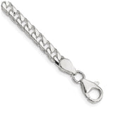 925 White Gold 5 mm Curb Chain Bracelet, Polished shown for scale