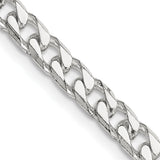 925 White Gold 5 mm Curb Chain Necklace, Polished detail view