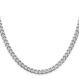 925 White Gold 5 mm Curb Chain Necklace, Polished