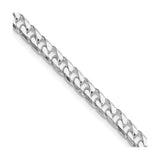 925 White Gold 5 mm Curb Chain Necklace, Polished detail view