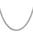 925 White Gold 3.5 mm Curb Chain Necklace, Polished