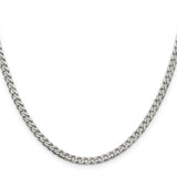 925 White Gold 3.5 mm Curb Chain Necklace, Polished