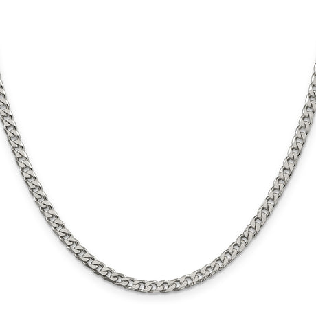 925 White Gold 3.5 mm Curb Chain Necklace, Polished