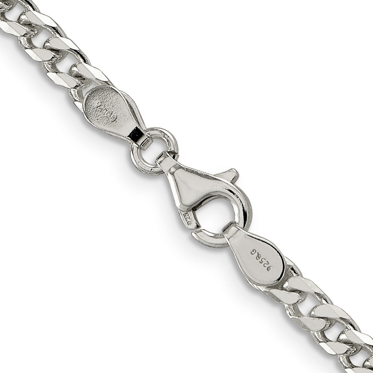 925 White Gold 3.5 mm Curb Chain Necklace, Polished alternate angle