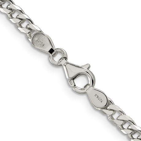 925 White Gold 3.5 mm Curb Chain Necklace, Polished alternate angle